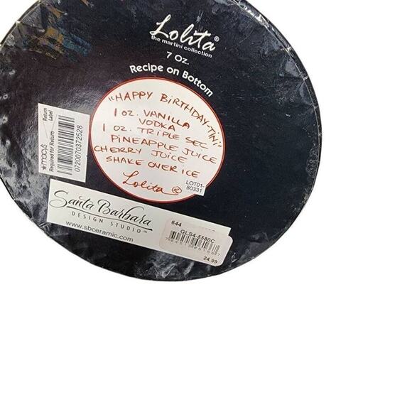 Lolita Dining Barware, "Happy Birthday"   Hand Painted Cocktail Martini Glass - Picture 2 of 7